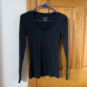 Perfect Black V-neck Long Sleeve